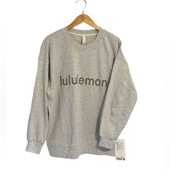 lululemon athletica Tops - Lululemon Perfectly Oversized Crew *Graphic Logo, Size 6